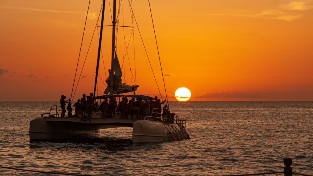 Catamaran sunset sailing
